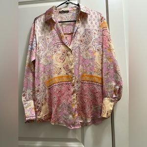Zara Satin Effect Blouse, Size Medium